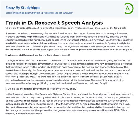 Franklin D Roosevelt Speech Analysis Essay Example StudyHippo Com