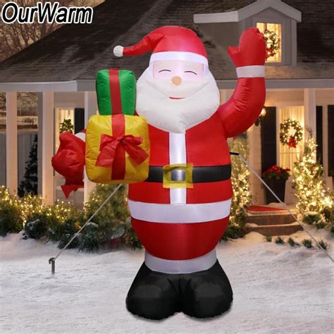 Ourwarm Inflatable Santa Claus Outdoors Christmas Decorations For Home