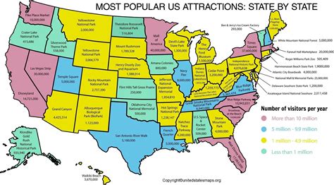 Us Attractions Map United States Attractions Map Usa