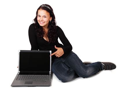 Woman Pointing At Computer Free Stock Photo Public Domain Pictures
