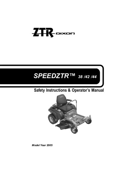 Dixon Speedztr 42 Speedztr 44 Speedztr 38 User Manual