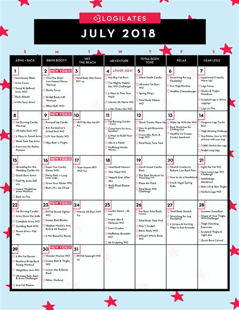 Starting from zero, with no experience. Your July 2018 Workout Calendar | Workout calendar ...