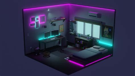 Low Poly Isometric Room Blender