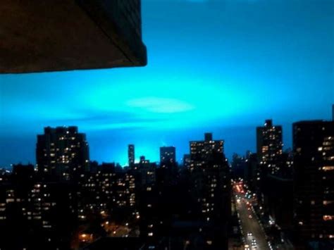 New York City Skyline Turns Bright Blue After Transformer Explosion