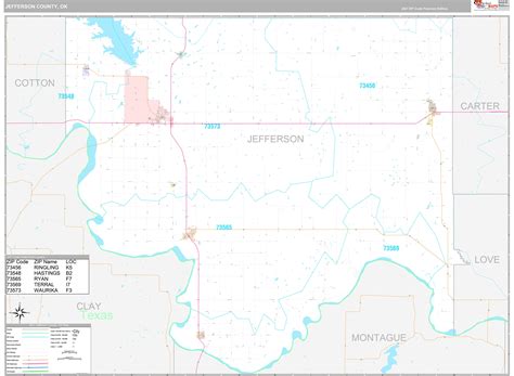 Jefferson County Ok Wall Map Premium Style By Marketmaps