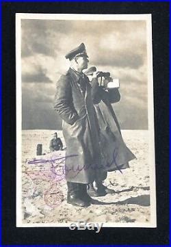Erwin Rommel Signed Sepia Photo Postcard Jsa Loa German Wwii General