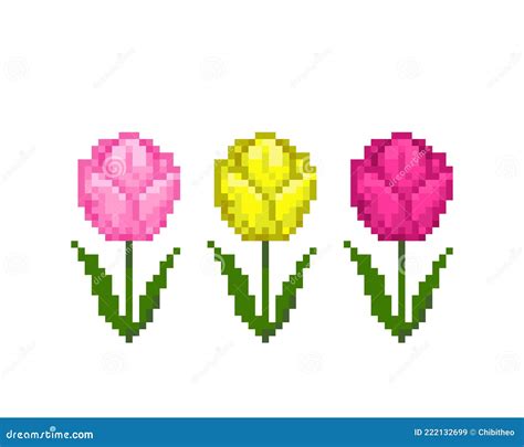 Imagen De Píxel De Una Flor De Tulipán Patrón De Cosido Cruzado