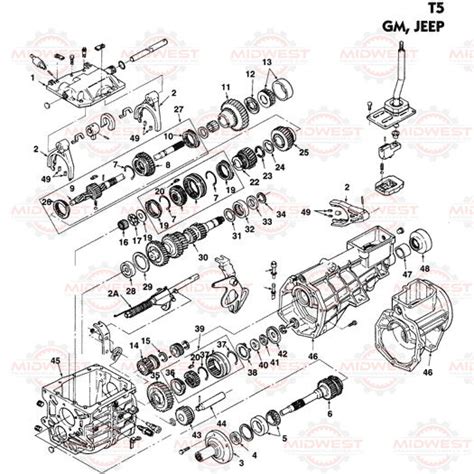 Parts Illustration T5 5 Speed Manual Transmission — Midwest