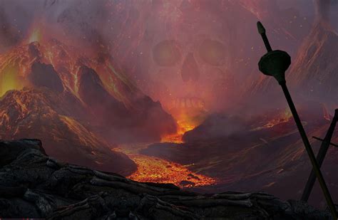Fiery Volcano Environment Concept Art Gallery
