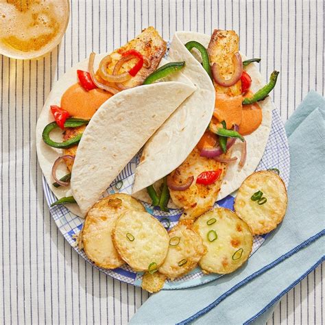 Maybe you would like to learn more about one of these? Recipe: Guajillo Fish Tacos with Cheesy Roasted Potatoes ...
