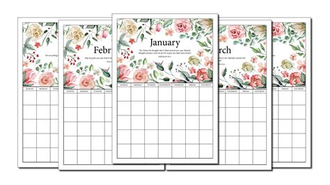 Printable Monthly Floral Planner With Bible Verses My