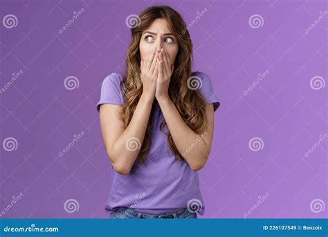 Stunned Scared Timid Insecure Cute Young Girl Frightened Gasping From