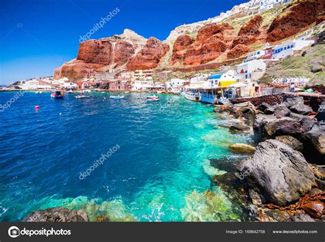 The Old Harbor Of Ammoudi Under The Famous Village Of Oia At Santorini