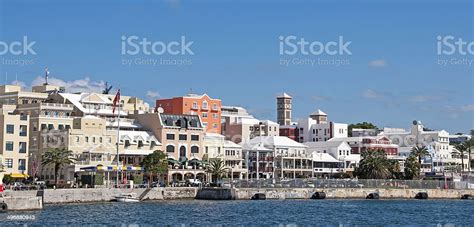 Hamilton Bermuda View Of The Waterfront From A Ferry Stock Photo