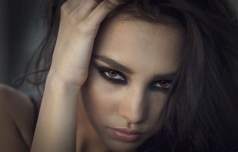 Wallpaper Girl Model Brown Eyes Photo Lips Face Brunette Sensual