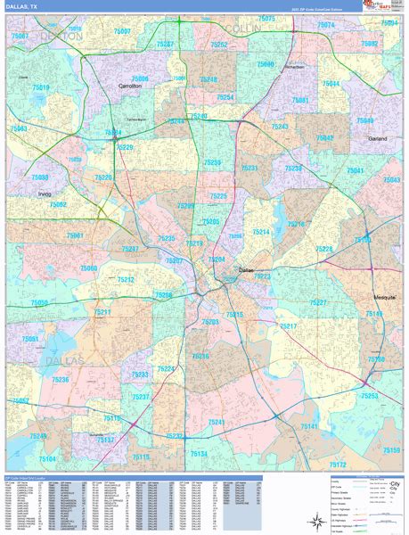 Dallas Texas Zip Code Maps Color Cast