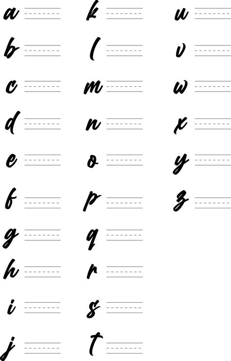Printable Calligraphy Alphabet Practice Sheets Modern Calligraphy