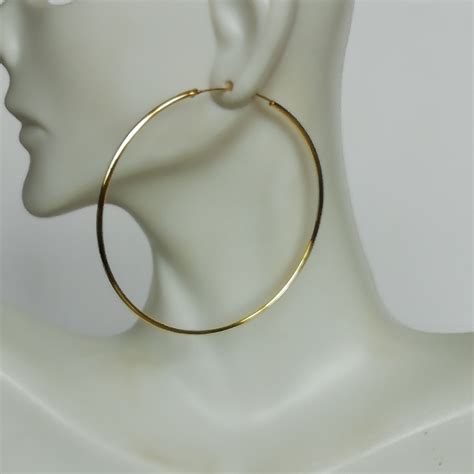 Large Gold Hoop Earrings Mm Dramatic Gold Plated Hoops Etsy
