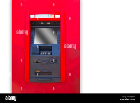Atm Terminal Banking Machine Front View With White Space For Text Stock