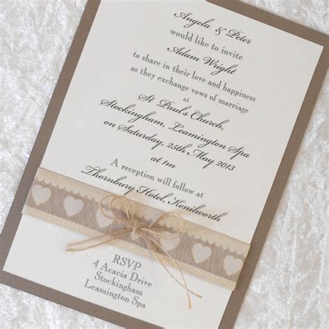 Items Similar To Rustic Country Chic Wedding Invitations X 5