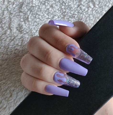 Purple Coffin Nails With Glitter Ubicaciondepersonas Cdmx Gob Mx