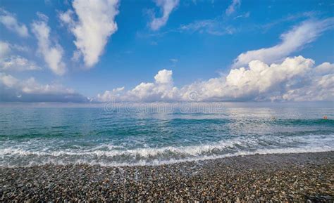 Vibrant View Of Waves Of Black Sea In The Sochi Region Stock Photo