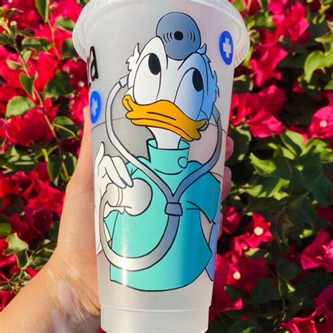 Donald Duck Nursedoctor Scrubs Reusable Starbucks Cold Cup Etsy