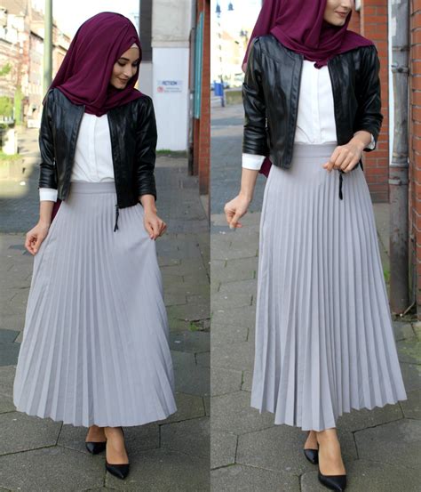 grey skirt hijab fashion maxi skirt outfits skirt fashion outfit hijab simple