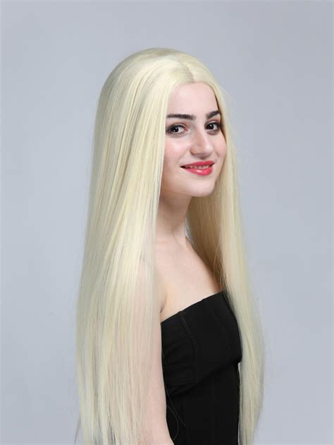 Elsa Style Gorgeous Blonde Long Straight Synthetic Lace Front Wig