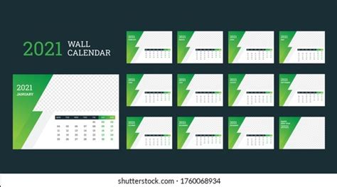 Calendar 2021 Year Deskl Calendar Planner Stock Vector Royalty Free