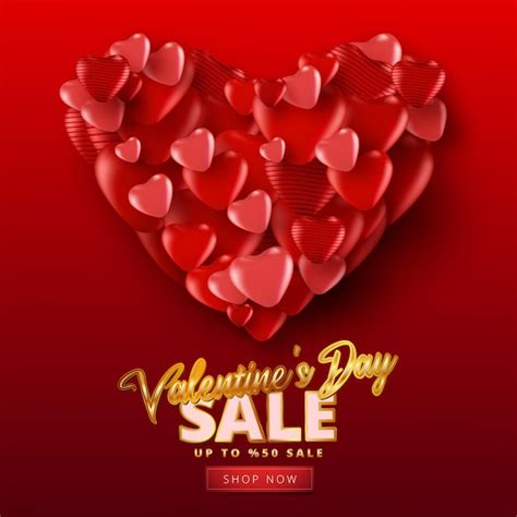 Premium Vector Valentines Day Sale Banner With Many Sweet Hearts On