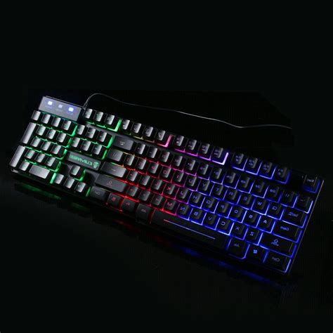 Rainbow Rgb Gaming Keyboard Set Led Backlit Mechanical