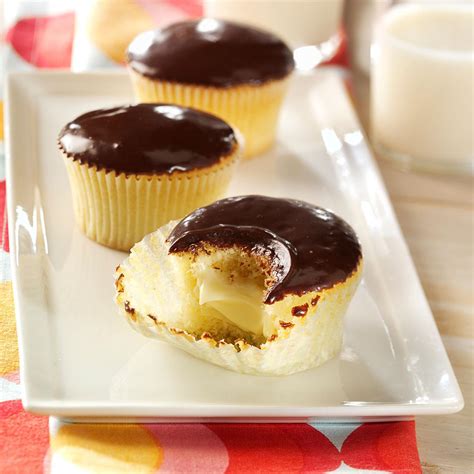Divide batter among cups and bake until a toothpick inserted in the center comes out clean, 18 to 22 minutes. Boston Cream Cupcakes Recipe | Taste of Home
