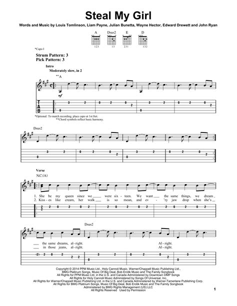 Steal My Girl By One Direction Easy Guitar Tab Guitar Instructor