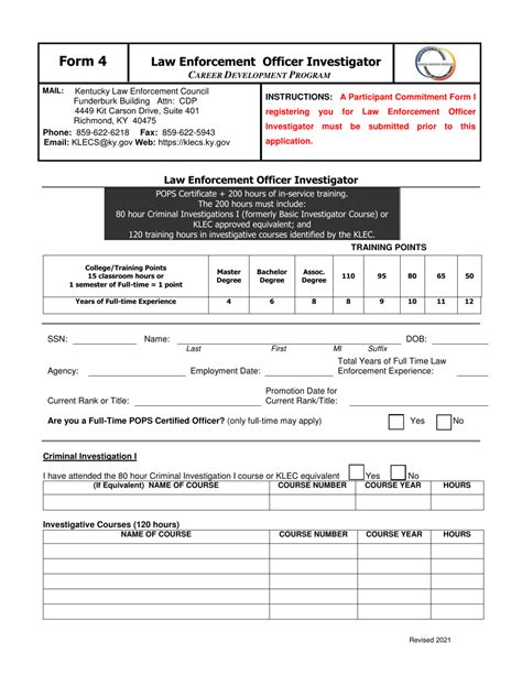 Form 4 Download Fillable Pdf Or Fill Online Law Enforcement Officer