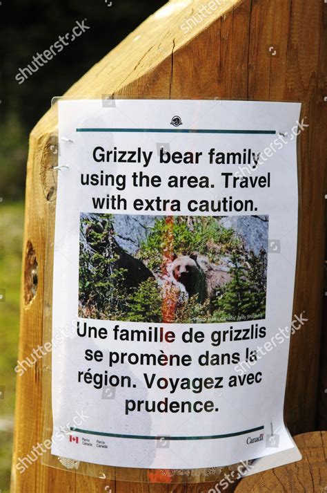Notice About Grizzly Bears Revelstoke National Editorial Stock Photo