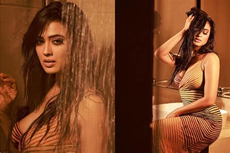 Shweta Tiwari Makes The Internet Gasp For Air In Striped Beige Bodycon With A Deep Plunging