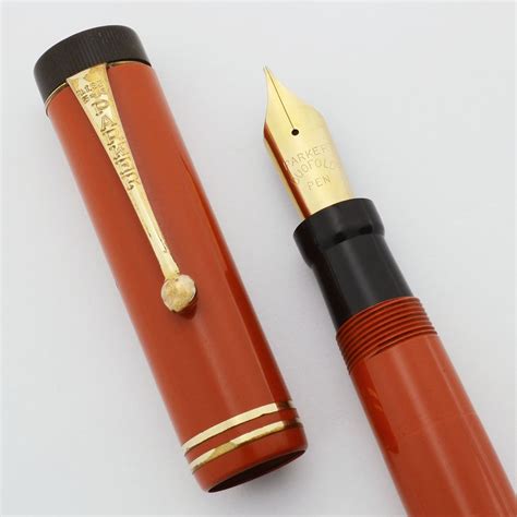 Parker Duofold Senior Fountain Pen 1920s Red Two Bands Medium 14k