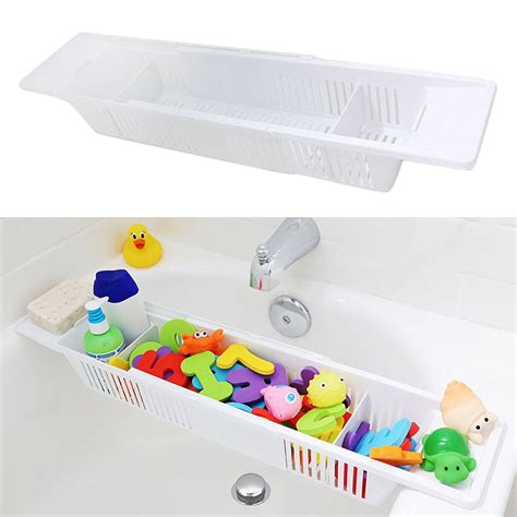 Adjustable Bath Toy Organizer Storage Basket Bath Caddy Kids Bath Tub