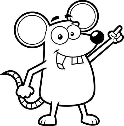 Premium Vector Outlined Funny Mouse Cartoon Character Pointing