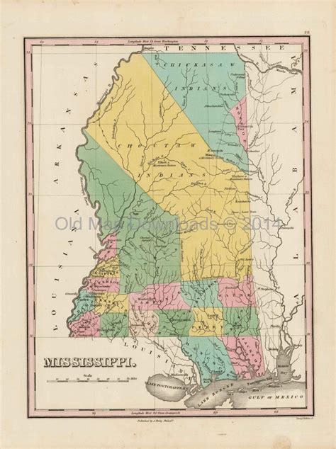 Old Map Downloads Mississippi State Old Map Scan Finley 1824 999