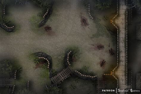 Free Dandd Battlemap Attacked Moonlit Town Wall Seafoot Games