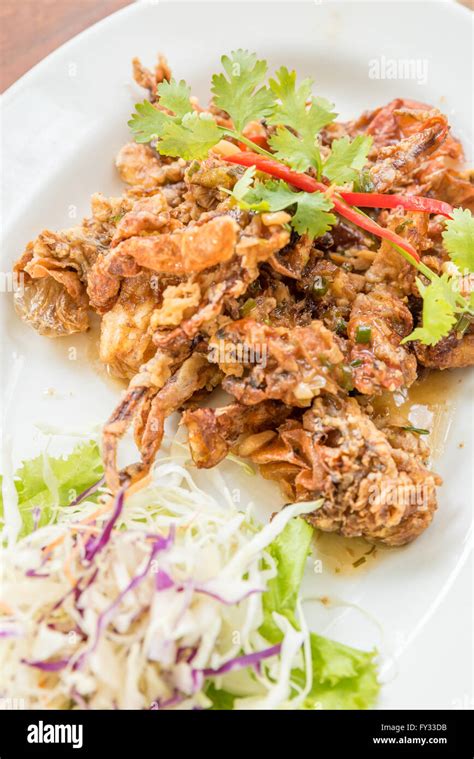 Deep Fried Soft Shell Crab With Black Pepper Sauce Stock Photo Alamy
