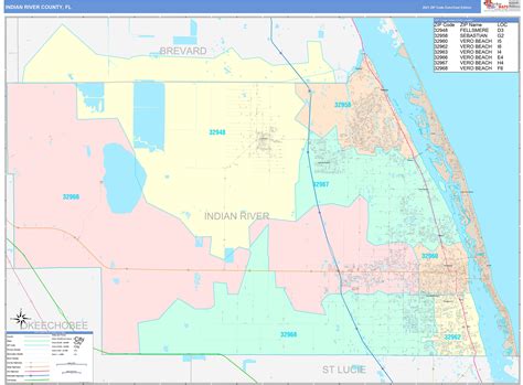 Indian River County Fl Wall Map Color Cast Style By Marketmaps