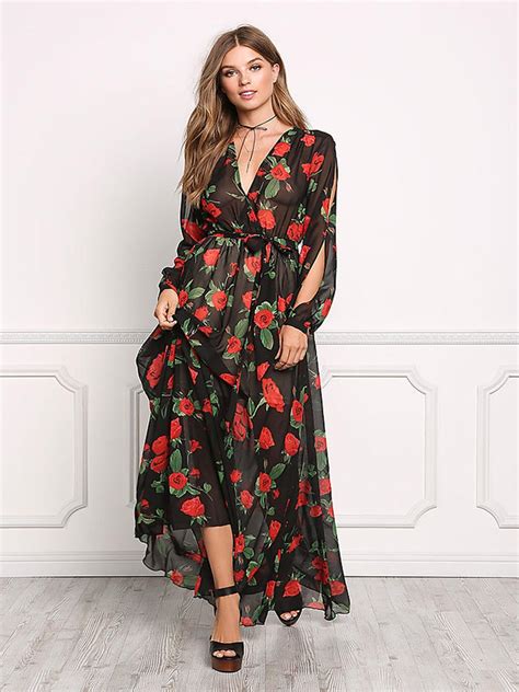 fashion woman sexy monsoon maxi floral dress lady summer prom empire dresses hollow out shoulder