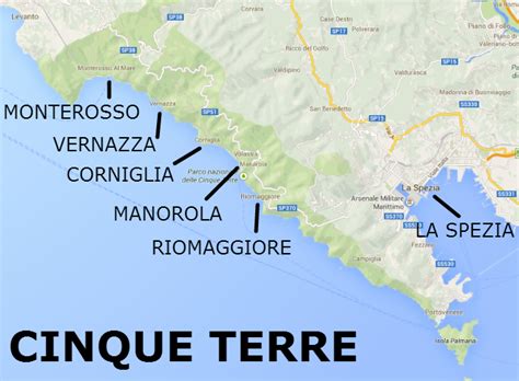 Map Of Italy Showing Cinque Terre Map