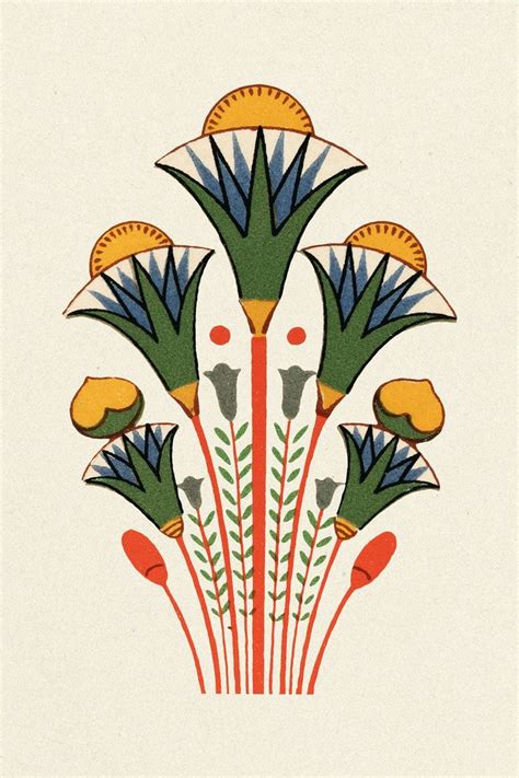 Antique Flower Egyptian Ornamental Psd Element Illustration Premium