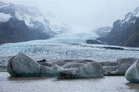 Glacier Tongue Slides From VatnajÃ¶kull Icecap Or Vatna Glacier Near