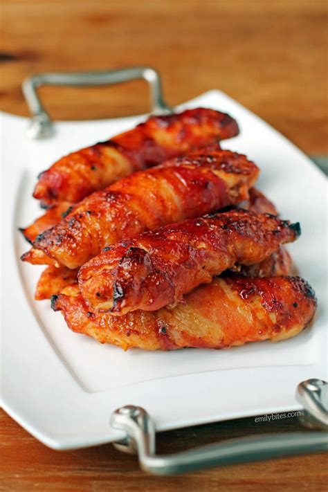 Barbecue Bacon Wrapped Chicken Tenders Emily Bites