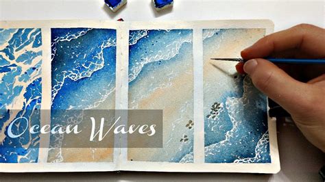 Easy Watercolor Ocean Waves Tutorial For Beginners Birds Eye View